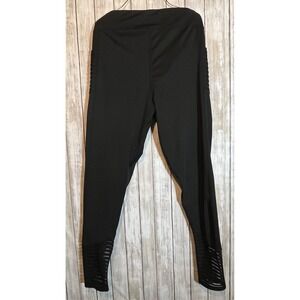 Zone Pro Women's Plus 1x Black Full Length Active Leggings Sheer Pockets & Ankle